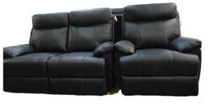 Dusty Leather Two Seater Electric Recliner + Single Seater Recliner - Black