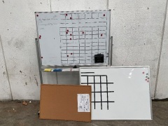 White Board & Cork Pin Board Bundle (1x Mobile White Board 1200 W x 1800H + 1x 1200x 900 White Bosrd + 1x Corkboard 900x600