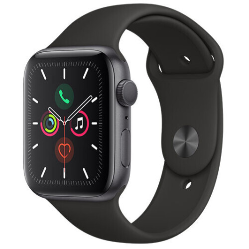 Apple Watch Series 5 44mm Space Grey Aluminum Case with Black Sport Band - GPS + Cellular