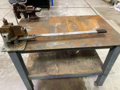 Steel Heavy Fabrication Table on wheels with vice and plate bender. - 3