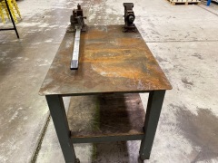 Steel Heavy Fabrication Table on wheels with vice and plate bender. - 4