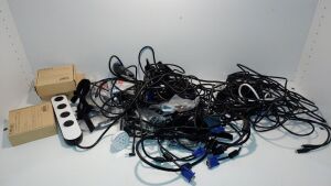 Box of Misc. Power Cords & Connectors