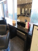 Adjustable height Hairdressing Chair upholstered in Black Vinyl with Gloss Black Console Table & Mirror - 5