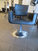 Adjustable height Hairdressing Chair upholstered in Black Vinyl with Gloss Black Console Table & Mirror - 4