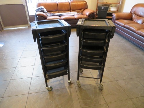 2 x Mobile Multi Drawer Work Trolley's, 420 x 370 x 920mm H