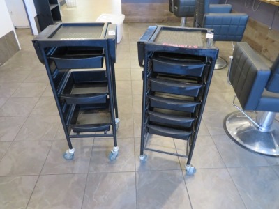 2 x Mobile Multi Drawer Work Trolley's, 420 x 370 x 920mm H