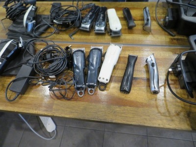 5 x Assorted Wahl Cordless Hair Clippers & Chargers in tub