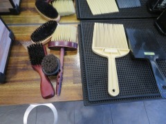 Assorted Hairdresser Components comprising; 3 x Work Station Mats, Brushes, Spray Bottles, Flat Top Combs, Sterilizer Jar & 2 x Mirrors - 2