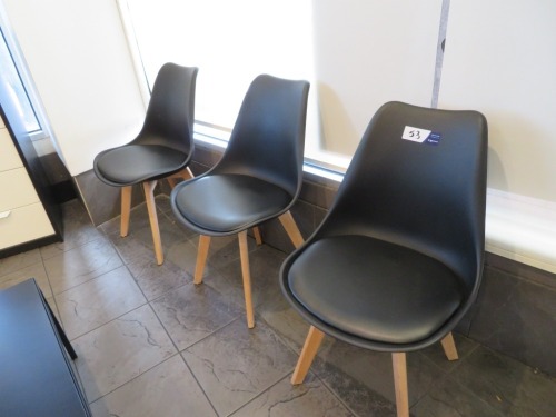 3 x Jaxon Dining Chairs, Timber Base Moulded Plastic Shell with Padded Seat