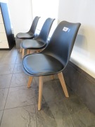3 x Jaxon Dining Chairs, Timber Base Moulded Plastic Shell with Padded Seat - 2