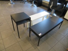 3 x assorted Small Tables, 2 x Black, 1 x White - 2