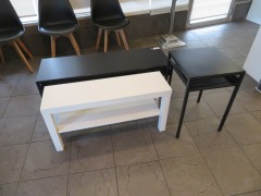 3 x assorted Small Tables, 2 x Black, 1 x White - 3