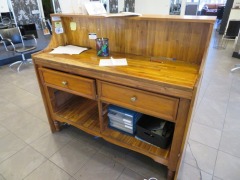 Timber Shop/Reception Counter, 2 Drawers & Storage Area, 1400 x 470 x 1220mm H - 3