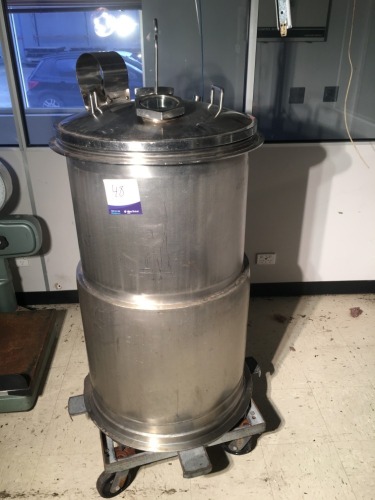 Stainless Steel Melting Vessel, Steam Jacketed, 650mm Diameter 1000mm H, on Trolley