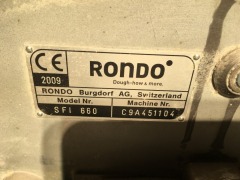 Rondo Rondo star Dough Sheeter, Date: 2009, Type: SF1660, 3 Phase Plug, 3300 x 600mm Belt - 3