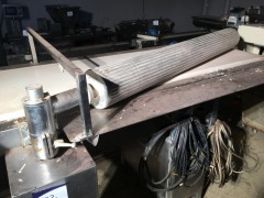 Production Table for Scrolls, approx 4000mm L x 640mm, Roller size 1400mm, Flour Duster, Stainless Steel Frame - 3