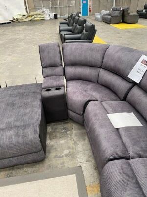 DNL BOURBON Fabric Modular Lounge - Right Hand Facing - SLATE. - Missing 1 Back Rest & right end piece