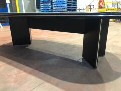 Black Boardroom Table Base & Top, Silver Strip to Top Leading Edge - 2