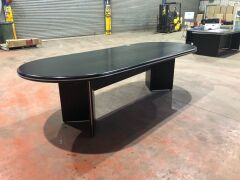 Black Boardroom Table Base & Top, Silver Strip to Top Leading Edge - 3
