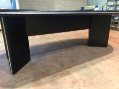 Black Boardroom Table Base & Top, Silver Strip to Top Leading Edge - 4