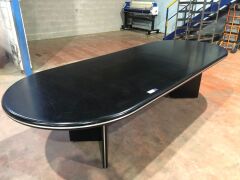 Black Boardroom Table Base & Top, Silver Strip to Top Leading Edge - 5