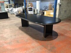 Black Boardroom Table Base & Top, Silver Strip to Top Leading Edge - 6