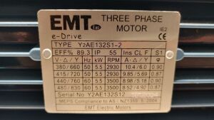 EMT Motors - Three Phase Motor - e-Drive - Type Y2AE132S1-2 - 2