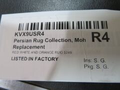 Persian Rug, KVX9USR4, Red, White & Orange Pakistan Wool Pile, 780mm L x 470mm W - 4