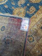 Persian Rug, K2HM9600, Beige, Blue & Gold Afghanistan Pure Wool Pile Z16LER Natural Dye, 1880mm L x 1440mm W (Red stains to rug & border) - 6