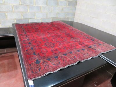 Persian Rug, KVFUEZ1U, Red & Blue Afghanistan Pure Wool Pile GABBEH, 1950mm L x 1480mm W
