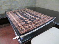 Persian Rug, KNY6XZE8, Black & Orange Pakistan Pure Wool Pile BOKHARA, 1920mm L x 1270mm W