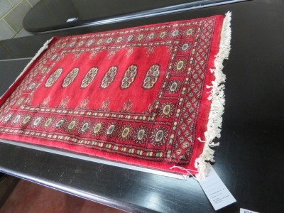 Persian Rug, KORQ5NDK, Reds & Cream Pakistan Pure Wool Pile BOHKARA, 1160mm L x 800mm W