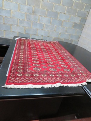 Persian Rug, KS5U8MLF, Red, Black & Cream Pakistan Pure Wool Pile BAKHARA, 1840mm L x 1250mm W