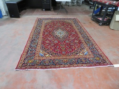 Persian Rug, KLNEJVVB, Red, Blue & Cream Iran Pure Wool Pile Persian, 3150mm L x 2000mm W