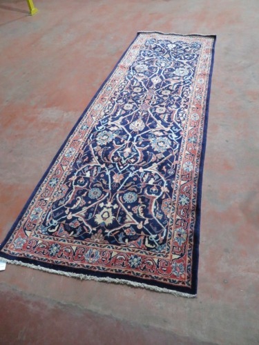 Persian Rug, KOX5Y3XL, Hallway Runner, Blue & Red Floral Pure Wool Pile, 3310mm L x 1070mm W (Origin unknown)