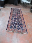 Persian Rug, KOX5Y3XL, Hallway Runner, Blue & Red Floral Pure Wool Pile, 3310mm L x 1070mm W (Origin unknown) - 2