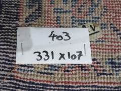 Persian Rug, KOX5Y3XL, Hallway Runner, Blue & Red Floral Pure Wool Pile, 3310mm L x 1070mm W (Origin unknown) - 6