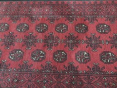 Persian Rug, KU6220QB6, Hallway Runner, Red & Black Afghanistan Pure Wool Pile TURKOMAN, 2840mm L x 770mm W - 3