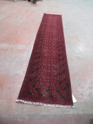 Persian Rug, KSHLZ13Y, Hallway Runner, Red, Black & Cream Afghanistan Pure Wool Pile TURKOMAN, 3760mm L x 790mm W