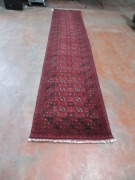 Persian Rug, KSHLZ13Y, Hallway Runner, Red, Black & Cream Afghanistan Pure Wool Pile TURKOMAN, 3760mm L x 790mm W - 2