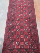 Persian Rug, KSHLZ13Y, Hallway Runner, Red, Black & Cream Afghanistan Pure Wool Pile TURKOMAN, 3760mm L x 790mm W - 3