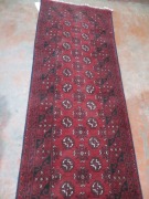 Persian Rug, KSHLZ13Y, Hallway Runner, Red, Black & Cream Afghanistan Pure Wool Pile TURKOMAN, 3760mm L x 790mm W - 4