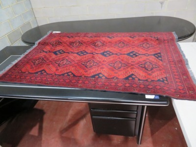 Persian Rug, KUIRXJM39, Red & Black, Dark Tassels Afghan Pure Wool Pile KHALMOHAMMADI, 1980mm L x 1330mm W