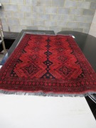 Persian Rug, KUIRXJM39, Red & Black, Dark Tassels Afghan Pure Wool Pile KHALMOHAMMADI, 1980mm L x 1330mm W - 2