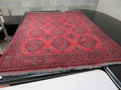Persian Rug, KAA6M2MC, Red, Blacks & Dark Tassels Afghanistan Pure Wool Pile KHALMOHAMMADI, 1890mm L x 1490mm W