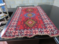 Persian Rug, KN6UH2CN, Red & Blues Afghanistan Pure Wool Pile MESHWANI, 1640mmL x 1140mm W - 2