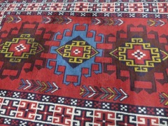 Persian Rug, KN6UH2CN, Red & Blues Afghanistan Pure Wool Pile MESHWANI, 1640mmL x 1140mm W - 4