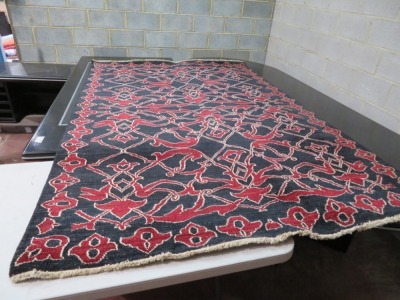 Persian Rug, KF1QKLW3, Black & Red Afghanistan Pure Wool Pile GABBEN, 2560mm L x 1660mm W