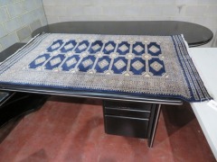 Persian Rug, K8D3UQXH, Blue & Beige Kashmir Pure Wool Pile Jaldar, 2160mm L x 1350mm W - 2