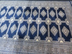 Persian Rug, K8D3UQXH, Blue & Beige Kashmir Pure Wool Pile Jaldar, 2160mm L x 1350mm W - 3